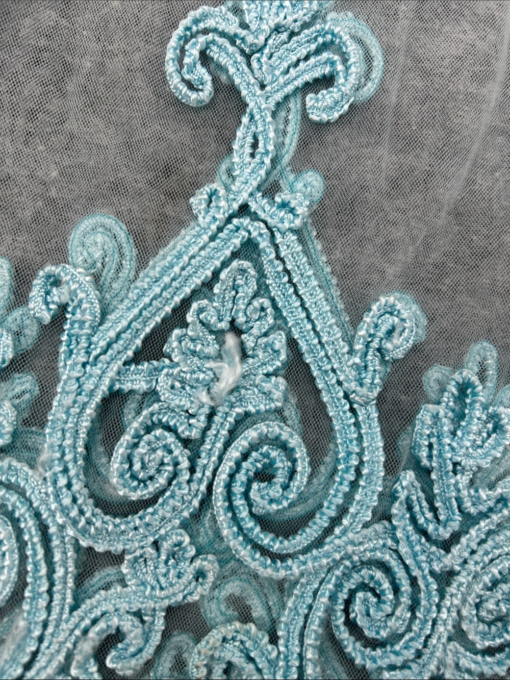Pretty Angel Aqua Lace Sheer Tunic Tank Top Silk Blend Wide Strap Size Medium - Picture 4 of 7